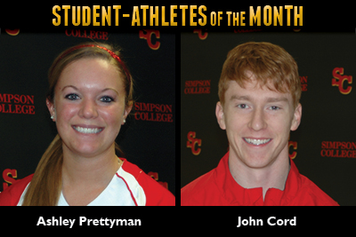 Prettyman, Cord named April Student-Athletes of the Month