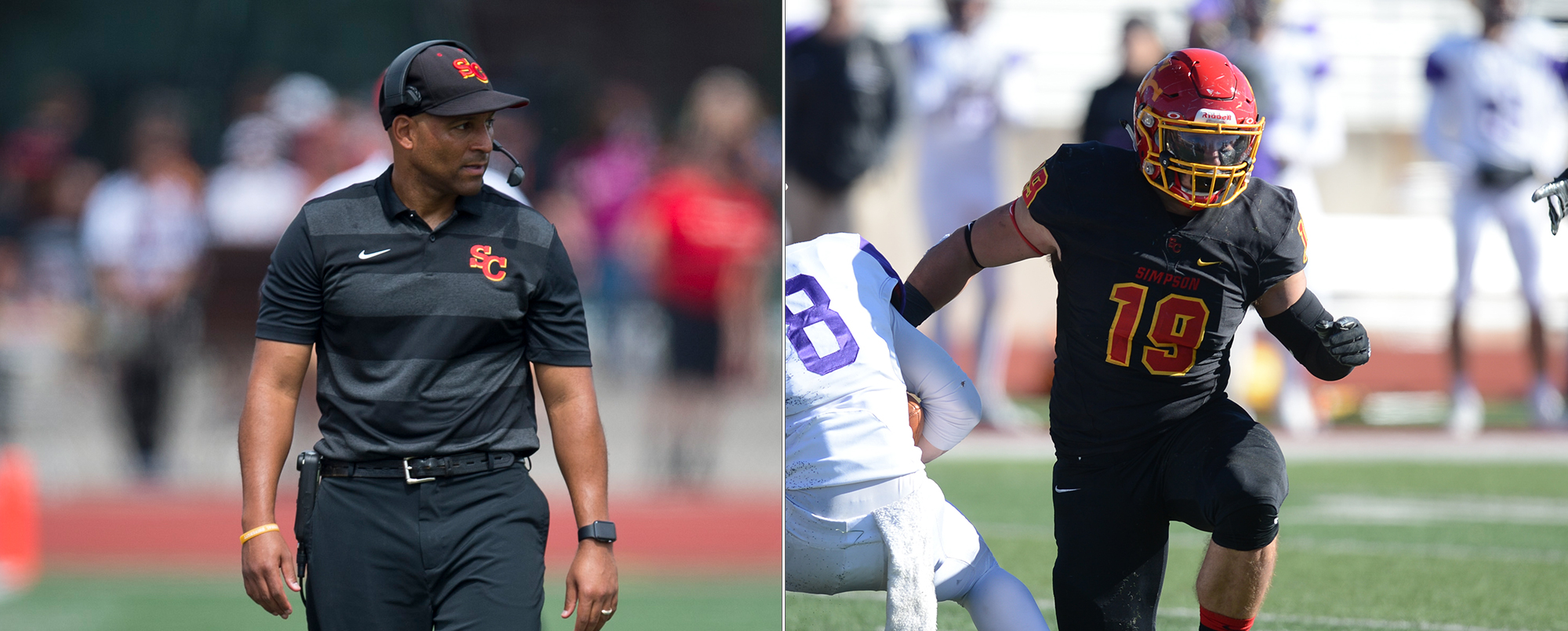 Head coach Matt Jeter (left) earned American Rivers Coach of the Year honors and linebacker Michael Connor was named Defensive Player of the Year for the 2018 season.