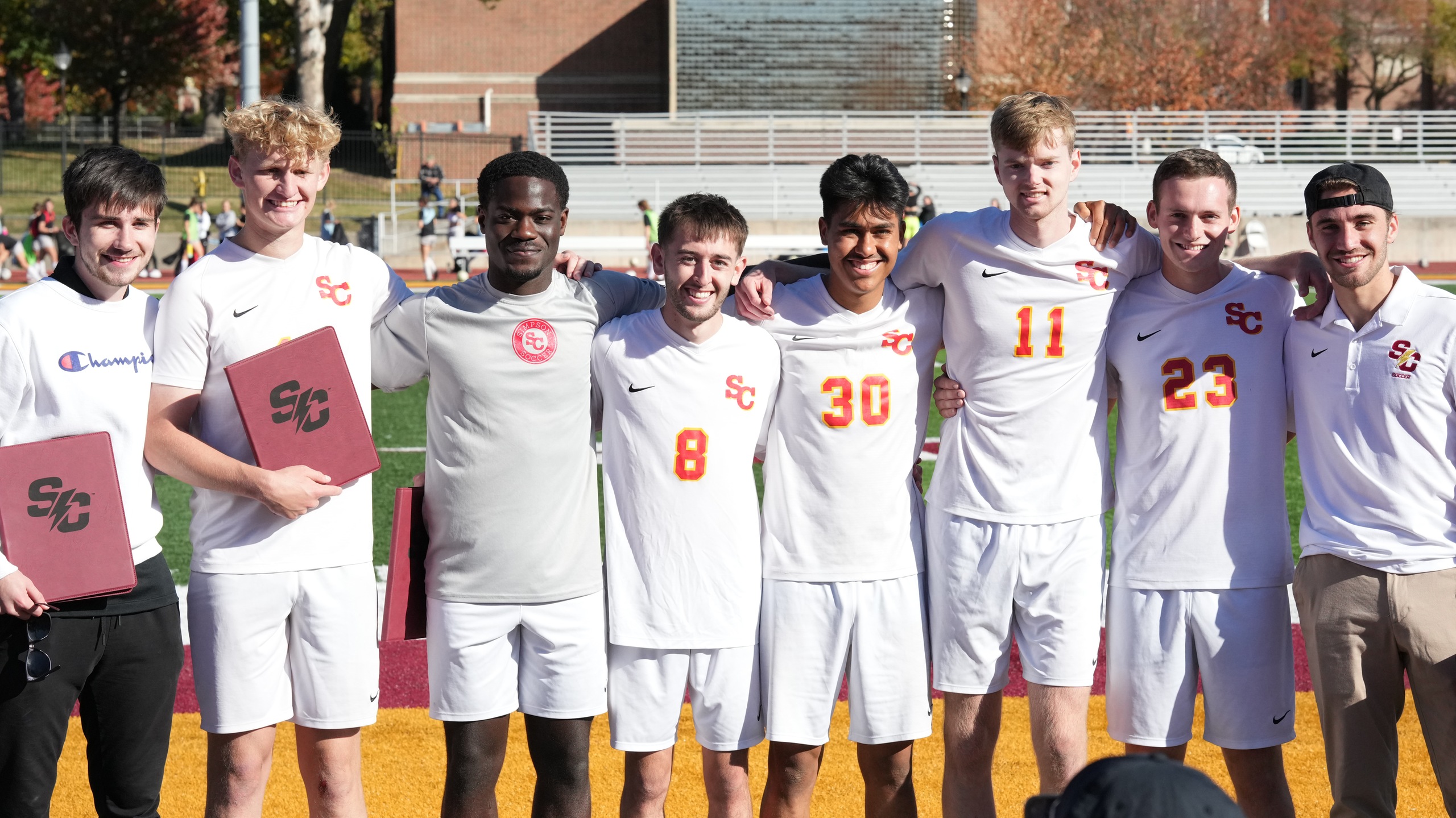 From left to right: Louie Hoehle, Sam Hying, Ethan Larbi, Matt Hasken, Ronaldo Ordaz, Ben Reynolds, Nate Thompson, Andrew Russell (photo by Chad Timm)