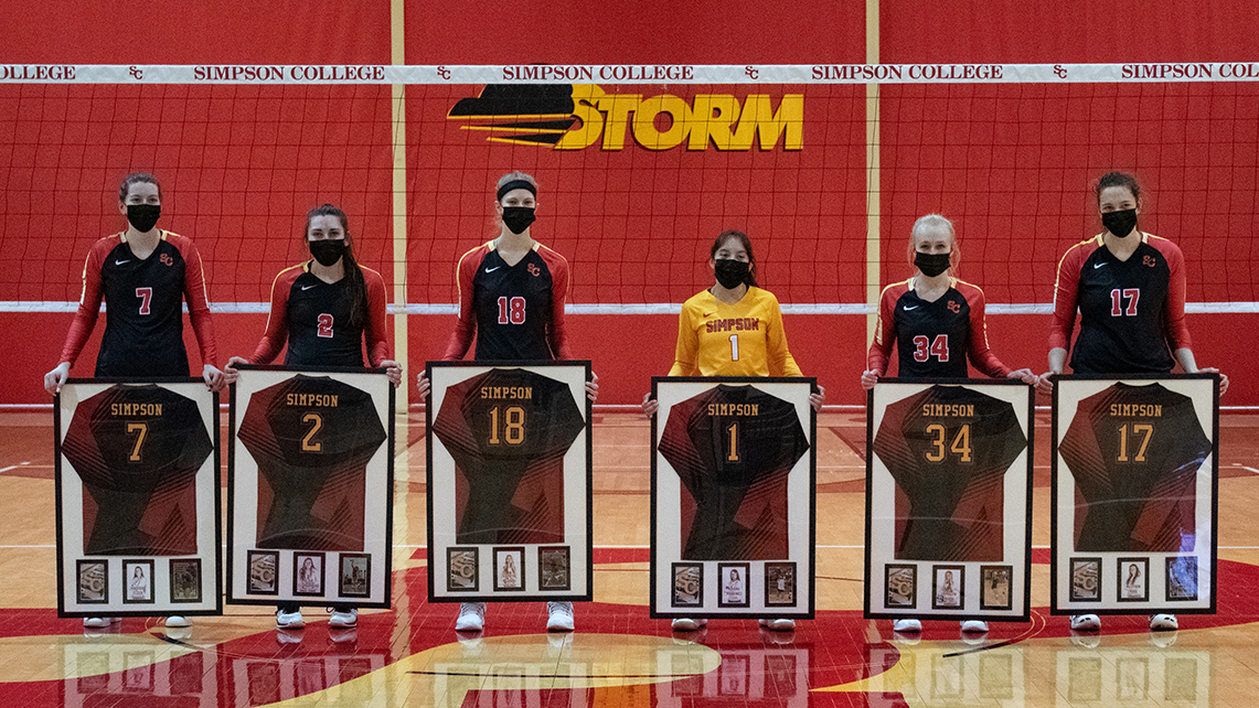 Simpson College's senior volleyball players.
