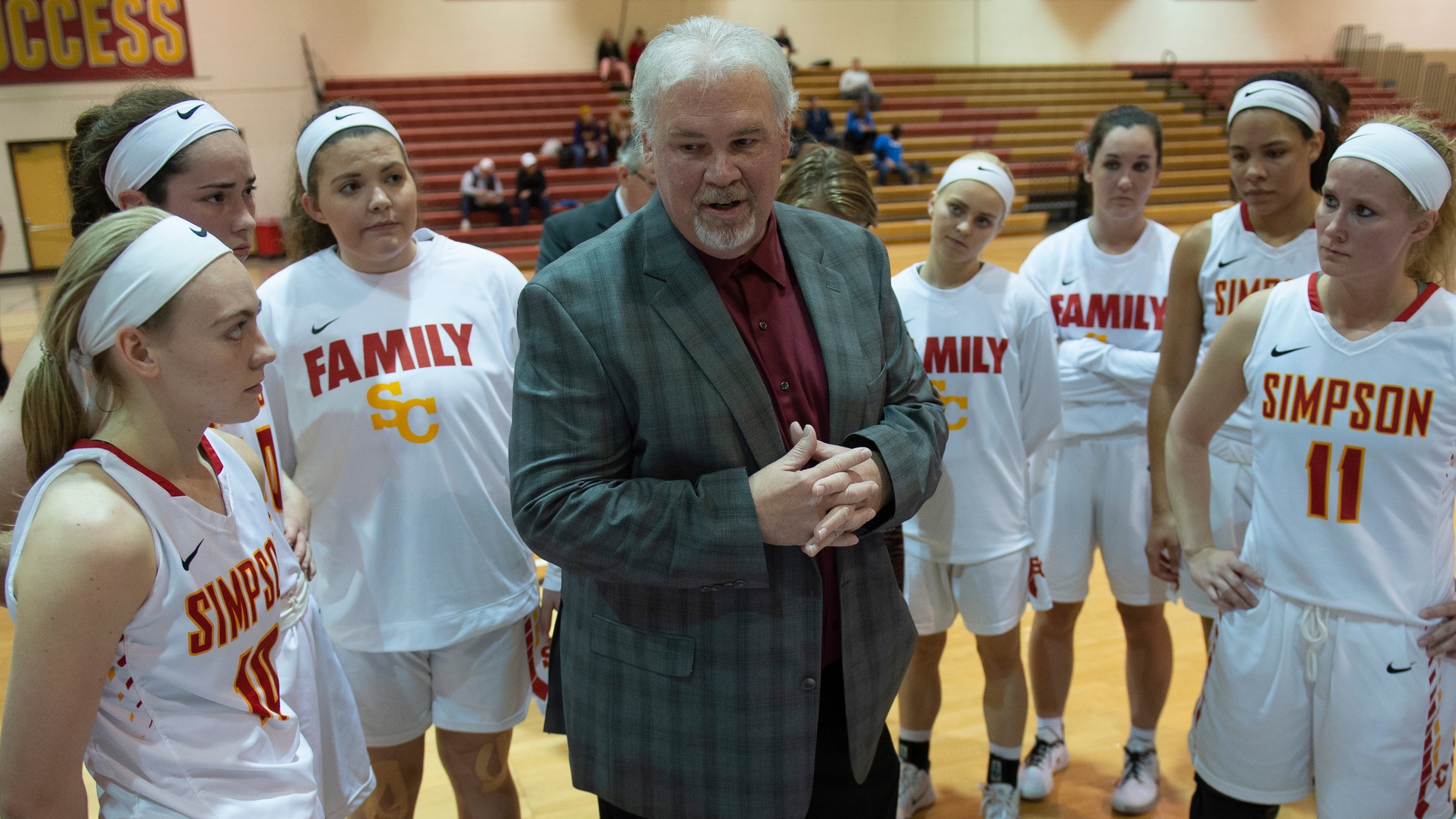 Brian Niemuth received his 600th career victory as head coach of the Simpson women's basketball team.